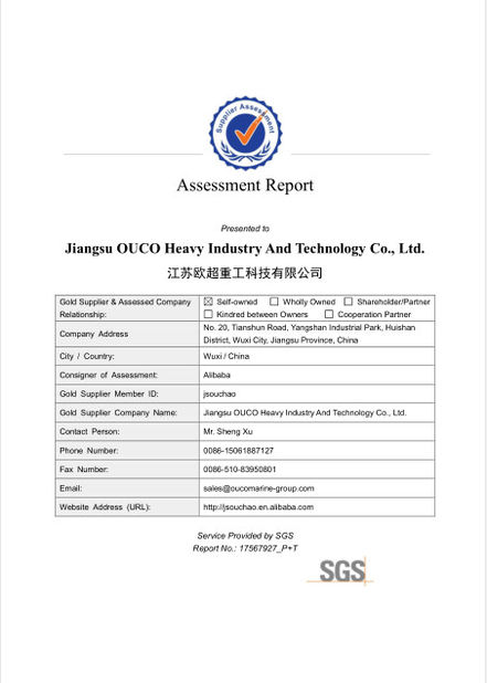 Trung Quốc Jiangsu OUCO Heavy Industry and Technology Co.,Ltd Chứng chỉ